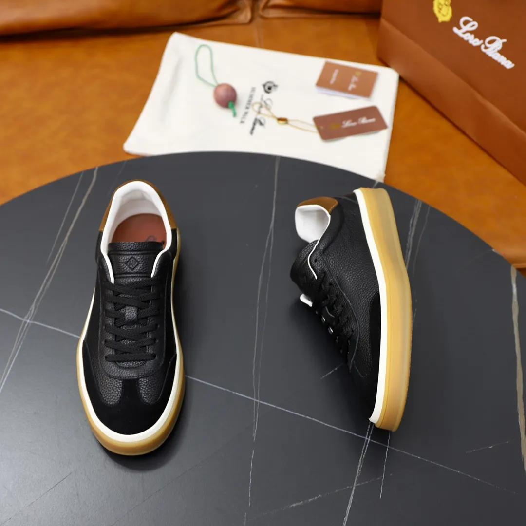 Men's Men's Shoes💰540💰••New Products•• LoroPian*_Noyo-Pianya New men's casual moral training sneakers, LP lace-up casual shoes!  Made of original imported soft cowhide and suede fabric, it highlights the sporty style. The heel is decorated with logo embossing and the original molding. The raw rubber translucent sole combined with the color welt adds a sense of modernity to the shoe. The shoe is overall refreshing and easy to match with style. It has a full cowhide lining for the feet. The original box packaging at the counter comes with wooden balls and a dust bag! Size: 38-44 (.45 customized)